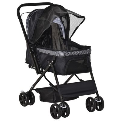 Hundewagen, Hundebuggy, Pet Stroller klappbar – für kleine Hunde, Oxford, Schwarz