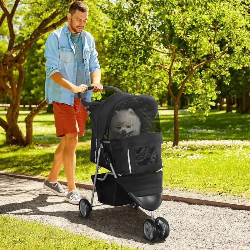 Hundebuggy, Hundewagen, Pet Stroller klappbar – bis 10kg, 75x45x97cm, Dunkelgrau