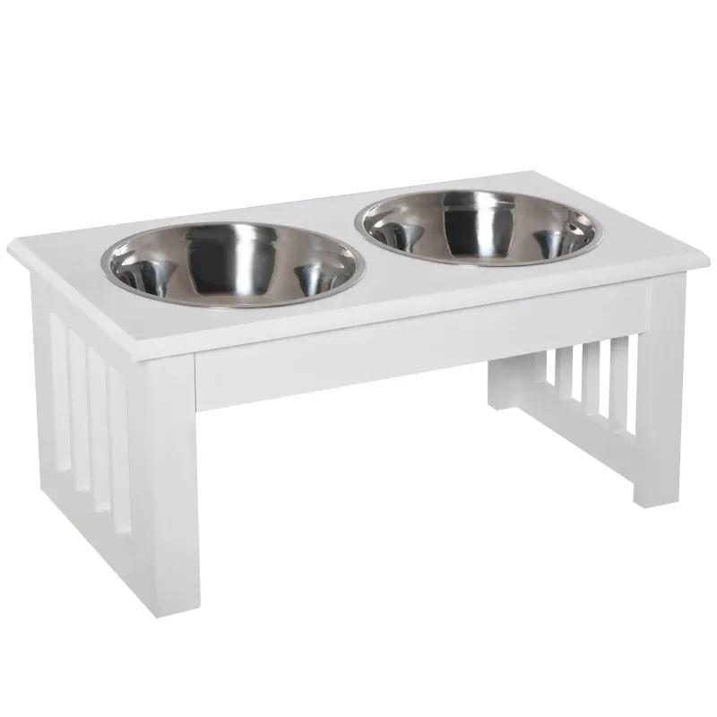 Hunde-Futterstation, Fressnapf – rutschfest, 44x24x15cm, Weiss, 0,9L/Napf