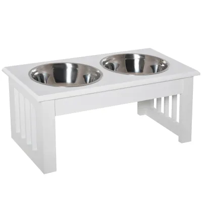 Hunde-Futterstation, Fressnapf – rutschfest, 44x24x15cm, Weiss, 0,9L/Napf