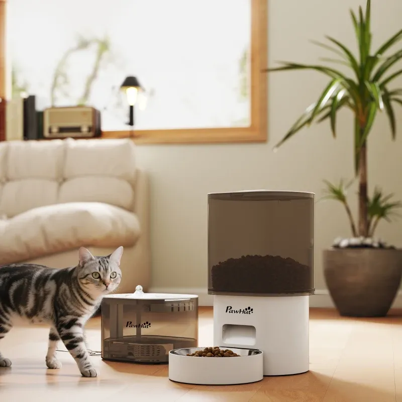 Automatischer Futterspender – Wasserspender für Hunde und Katzen, 2,5L, Weiss