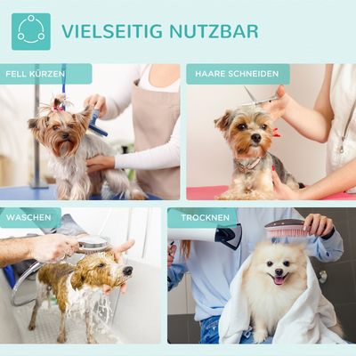 Grooming Table, Hundetrimmtisch Haustier-Pflegetisch – Frisieren, Bürsten, Waschen, Metall, Blau