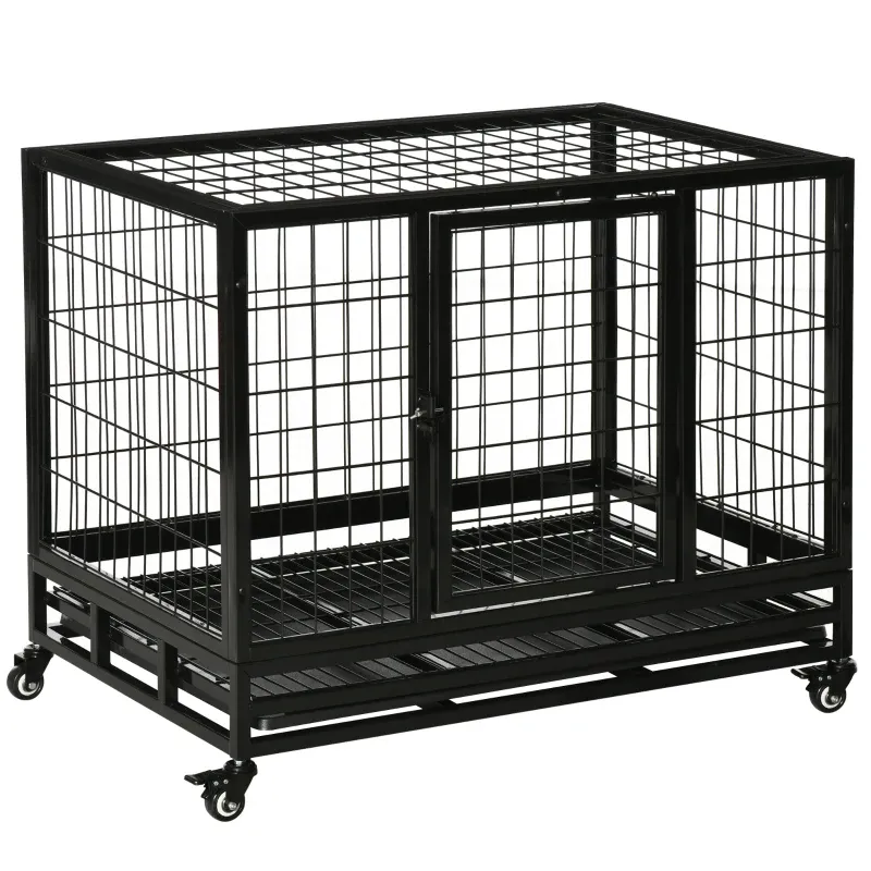 Hundekäfig Schwarz 92x62x75 cm – Sicher &amp; Mobil
