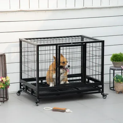 Hundekäfig Schwarz 92x62x75 cm – Sicher & Mobil