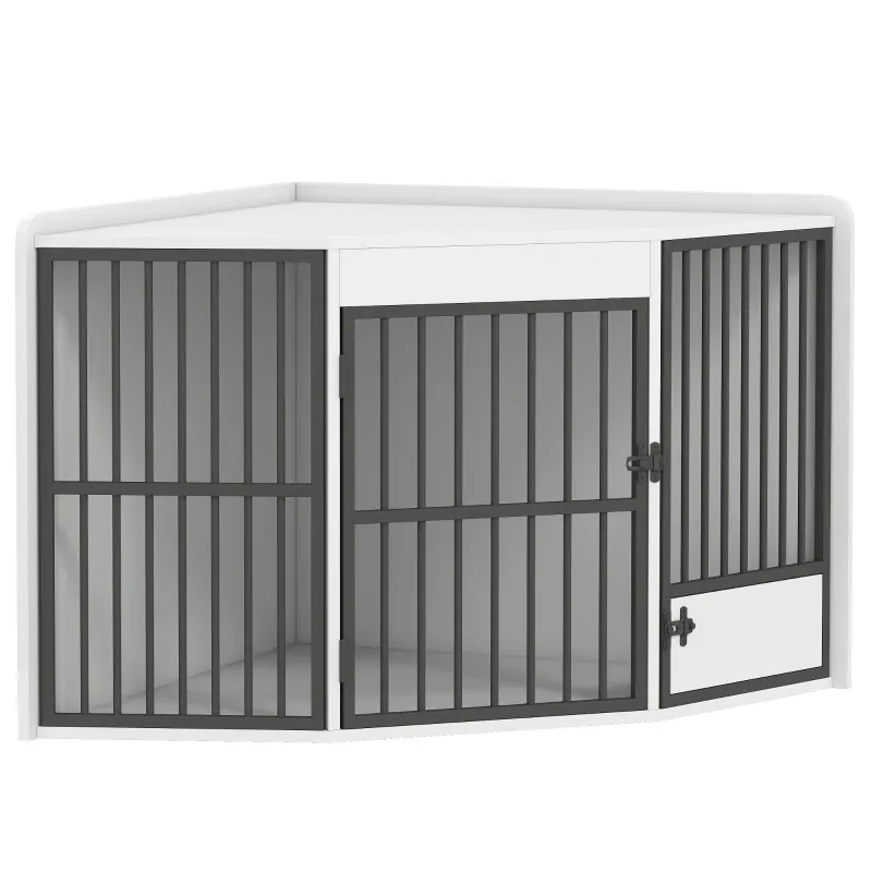 Eck-Hundebox Weiss 113x80x64 cm – Platzsparend &amp; Gemütlich