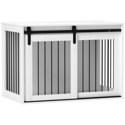 Hundebox Hundekäfig Weiss  (98x58x61 cm) – Schiebetür &amp; Belüftung