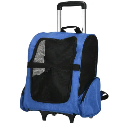 Trasportino Rucksack 2 in 1 – Taschen, Teleskopgriff, Blau