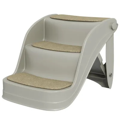 Klappbare Treppe für kleine Hunde und Katzen mit rutschfesten Matten 49x38x38 cm Grau