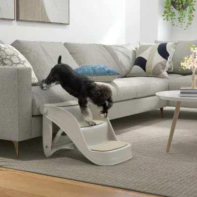 Klappbare Treppe für kleine Hunde und Katzen mit rutschfesten Matten 49x38x38 cm Grau