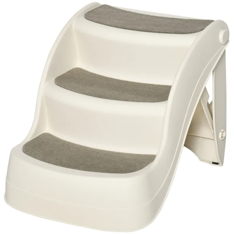 Hundetreppe, Katzentreppe Klappbar Beige – 3 Rutschfeste Stufen