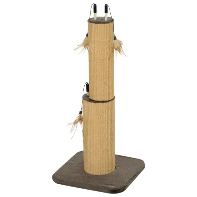 Katzenkratzpfosten Braun – 2-in-1, Jute & Feder Katzenkratzpfosten Braun – 2-in-1, Jute & Feder