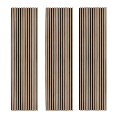 Akustische Wandpaneele Nussbaum – 3er-Set, Schallabsorbierend &amp; Schwer Entflammbar