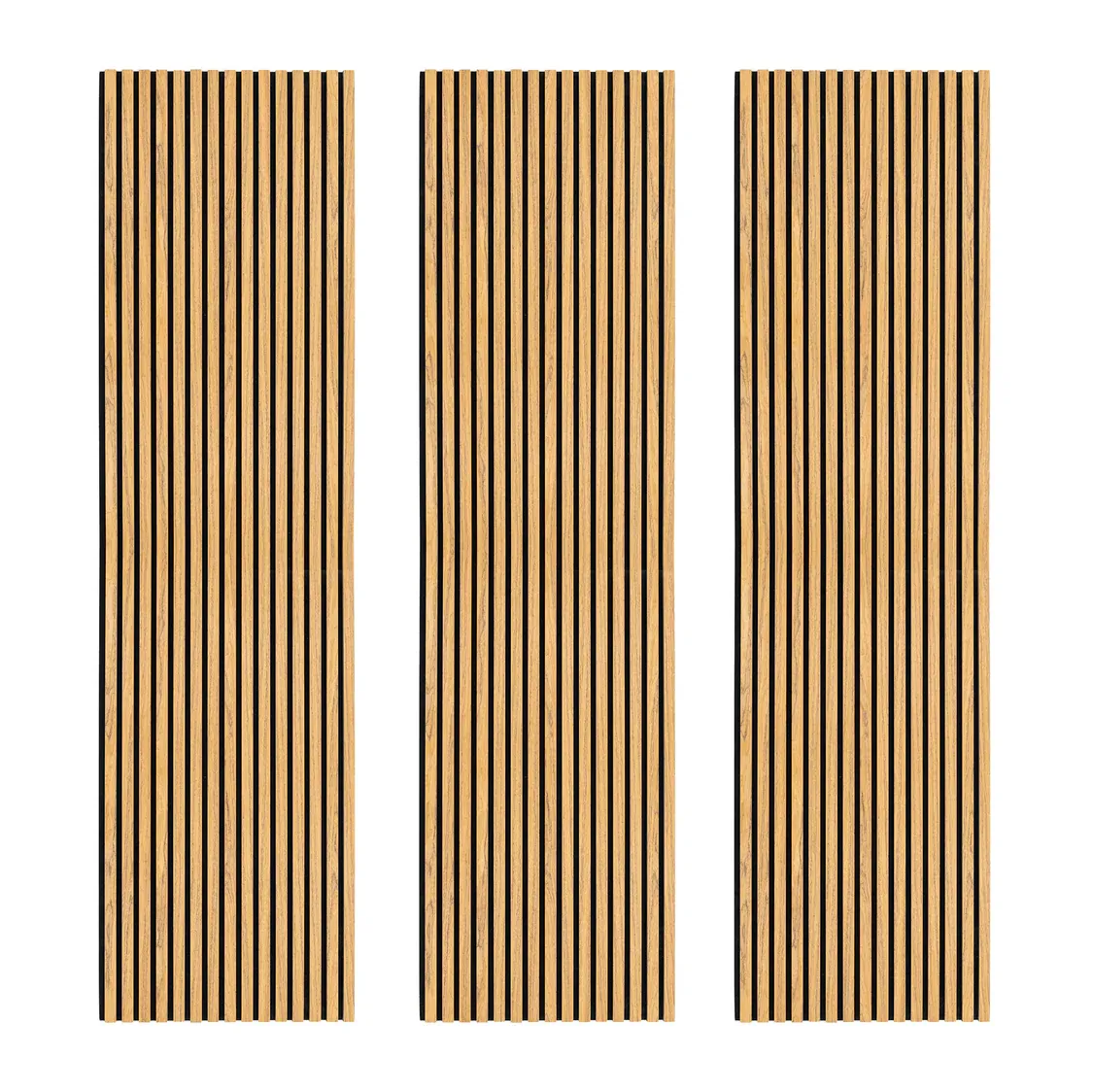 Akustische Wandpaneele Eiche – 3er-Set, Schallabsorbierend &amp; Schwer Entflammbar