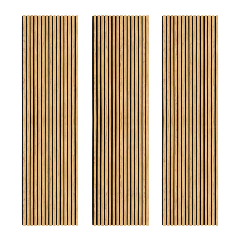 Akustische Wandpaneele Eiche – 3er-Set, Schallabsorbierend &amp; Schwer Entflammbar