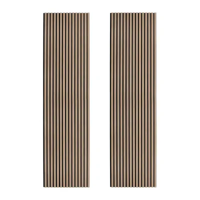 Akustische Wandpaneele Heller Nussbaum – 2er-Set, Schallabsorbierend &amp; Schwer Entflammbar