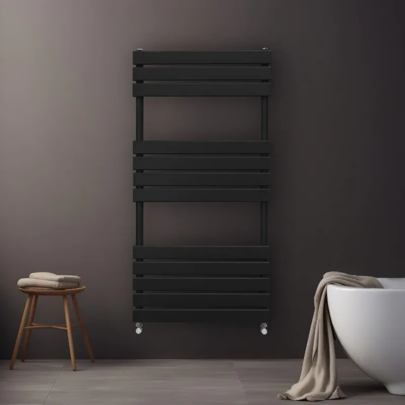 Badheizkörper, Flachheizkörper Handtücher Schwarz – 1200x600 mm, 2461 BTU