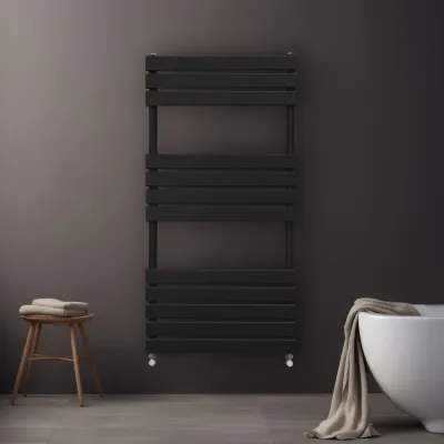 Badheizkörper, Flachheizkörper Handtücher Schwarz – 1200x600 mm, 2461 BTU