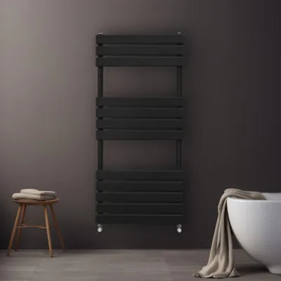 Badheizkörper, Flachheizkörper Handtücher Schwarz – 1200x500 mm, 2070 BTU