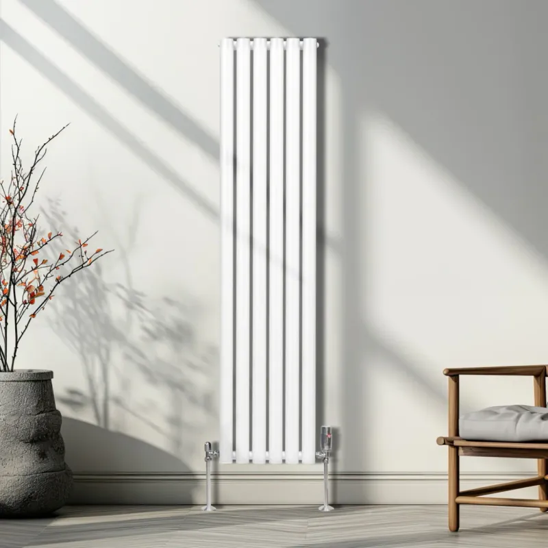 Oval Röhrenheizkörper Weiss – 1600x360 mm, 4195 BTU