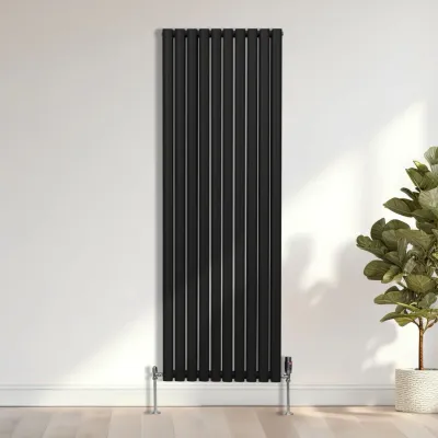 Oval Röhrenheizkörper Schwarz – 1800x600 mm, 8026 BTU