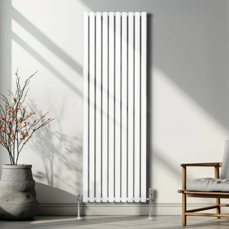 Oval Röhrenheizkörper Weiss – 1800x600 mm, 8026 BTU