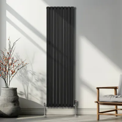 Oval Röhrenheizkörper Schwarz – 1800x480 mm, 6421 BTU