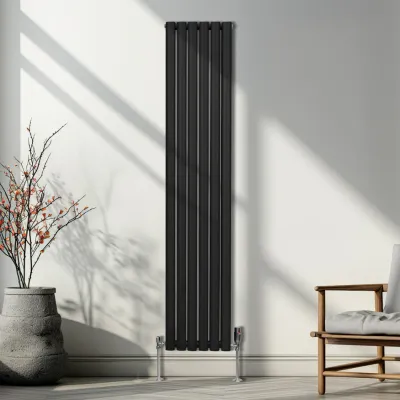 Oval Röhrenheizkörper Schwarz – 1800x360 mm, 4816 BTU