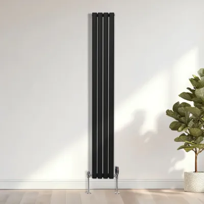 Oval Röhrenheizkörper Schwarz – 1800x240 mm, 3211 BTU