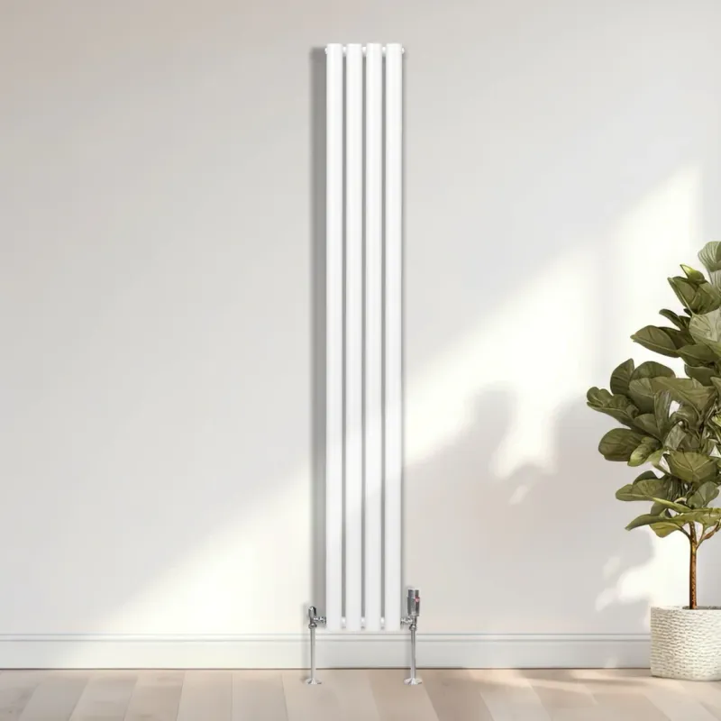 Oval Röhrenheizkörper Weiss – 1800x240 mm, 3211 BTU