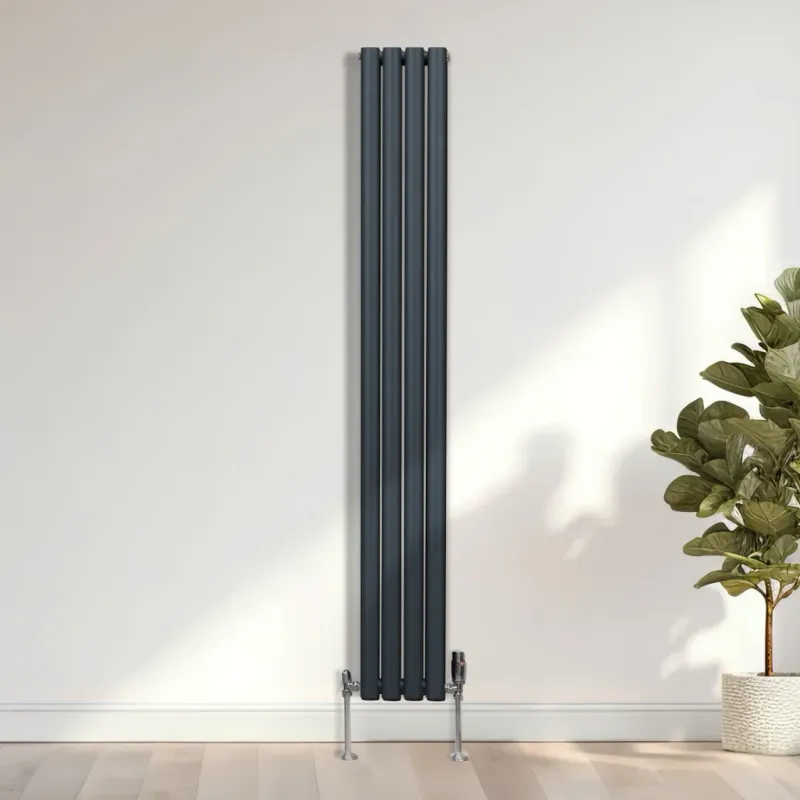 Oval Röhrenheizkörper Anthrazitgrau – 1800x240 mm, 3211 BTU