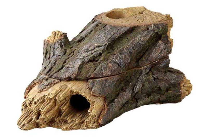 Terrarium Wood Cave 2 – 24x13x9 cm, Baumstamm-Optik, Versteck &amp; Wetbox