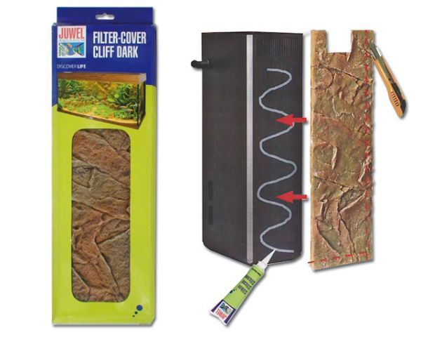 Filter Cover Cliff Dark – 55x18 cm, Felsstruktur, Bräunlich, Für JUWEL Filter