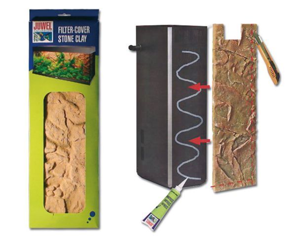 Filter Cover Stone Clay – 55,5x16,8/15,7 cm, Felsstruktur, Lehmfarben, Für JUWEL Filter