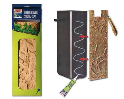 Filter Cover Stone Clay – 55,5x16,8/15,7 cm, Felsstruktur, Lehmfarben, Für JUWEL Filter