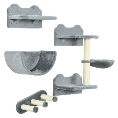 Kletterwand-Set für Katzen – Hängematte, Kratzbrett, Sprungplattformen