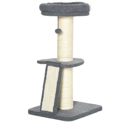 Kratzbaum 92 cm – Plattform, Spielball, Sisal, Dunkelgrau, für Katzen Kratzbaum 92 cm – Plattform, Spielball, Sisal, Dunkelgrau, für Katzen