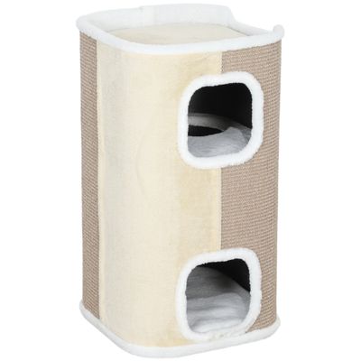 Kratztonne 74 cm – 3 Ebenen, Plüsch, Beige Kratztonne 74 cm – 3 Ebenen, Plüsch, Beige