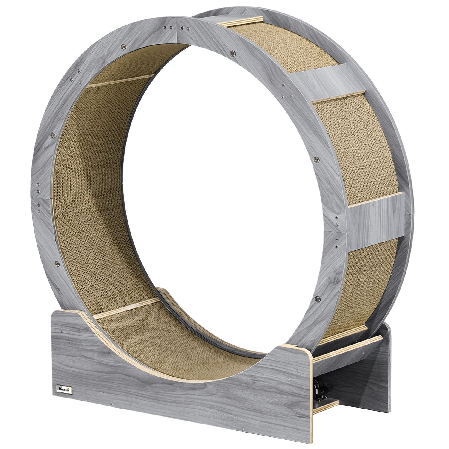 Katzenlaufrad 91 cm – Bremse, Kratzmatte, Walnuss