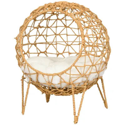 Rattan Katzenkorb – Katzenhöhle, Katzenbett, Kissen, erhöht, Braun