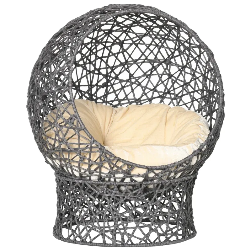 Katzenkorb – Katzenhöhle, Kissen, 2-teilig, Cremeweiss/Anthrazit