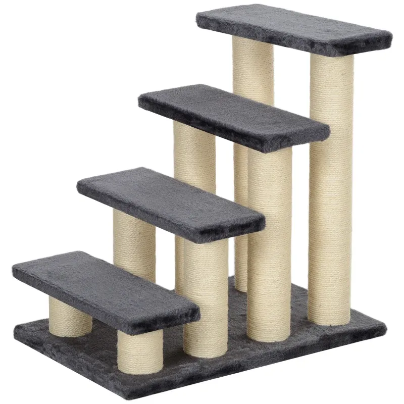Katzentreppe 4-stufig – Hundetreppe, Hunderampe, Grau