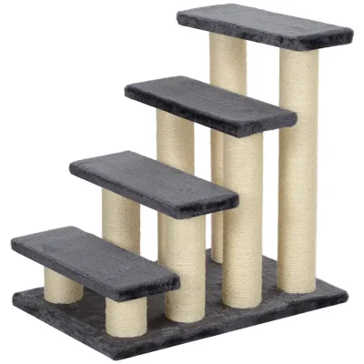 Katzentreppe 4-stufig – Hundetreppe, Hunderampe, Grau
