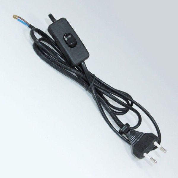 Zuleitungskabel, Eurostecker mit Handschalter 1,80 m – schwarz