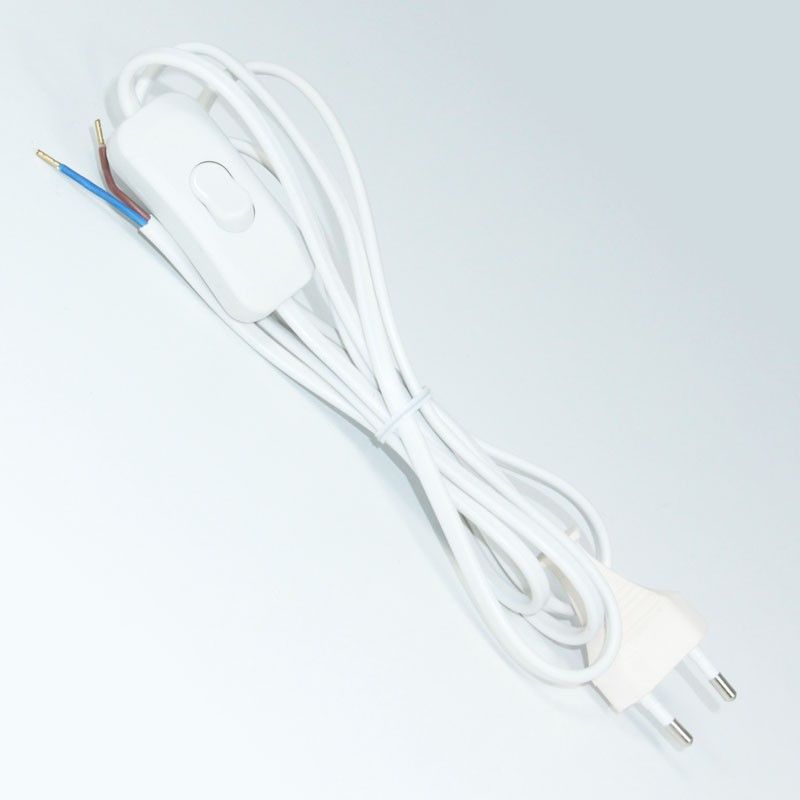 Zuleitungskabel, Eurostecker mit Handschalter 1,80 m – weiss