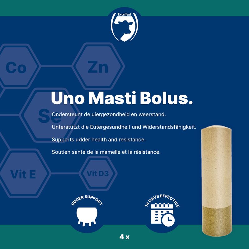 UNO Masti Bolus – Vitamin E, Zink, Selen – Ergänzungsfuttermittel für Milchkühe 4 Stück