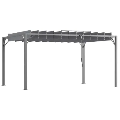 Bioklimatische Pergola 4 x 3 m mit verstellbaren Lamellen | Aluminium, Grau, UV 50+