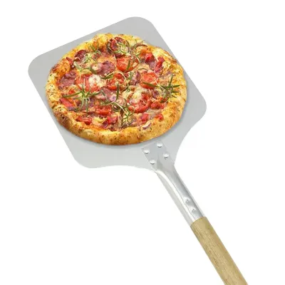 Aluminium Pizzaschaufel/Pizzaschieber mit Holzgriff – 22cm B x 83cm L