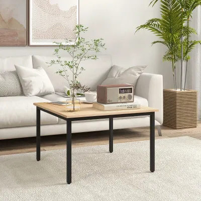 Couchtisch im Retrodesign, Beistelltisch, Metallbeine, Natur + Schwarz