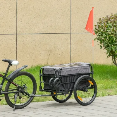 Velo-Anhänger Bollerwagen 130 x 64 x 103 cm Stahl Schwarz+Grau
