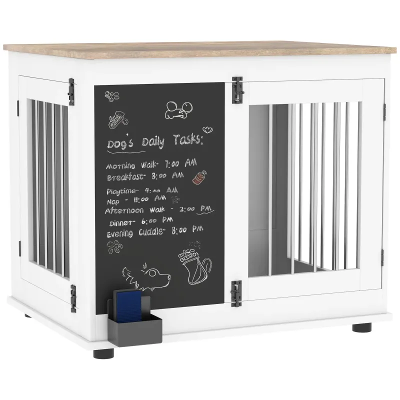 Heim-Hundebox, Hundekäfig mit Tafel weiss  – Personalisiert &amp; Stabil
